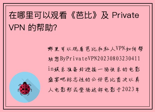 在哪里可以观看《芭比》及 PrivateVPN 的帮助？