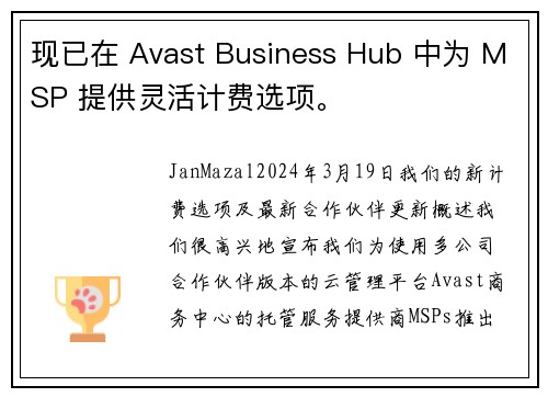 现已在 Avast Business Hub 中为 MSP 提供灵活计费选项。